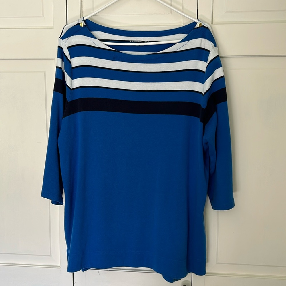 Croft & Barrow 2X Boatneck Blue Striped Shirt